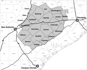White-tailed Deer mandatory reporting map showing the counties